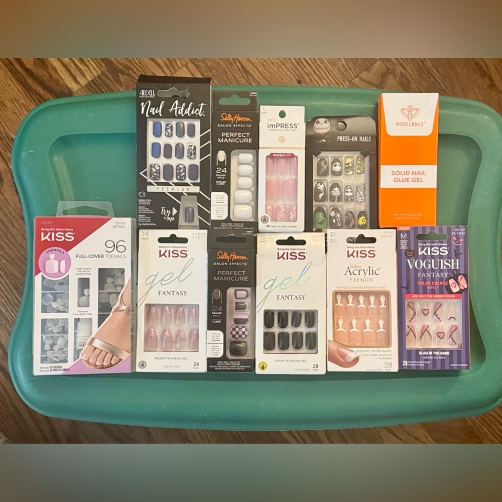 HUGE Assorted Nail Kit set with Glue